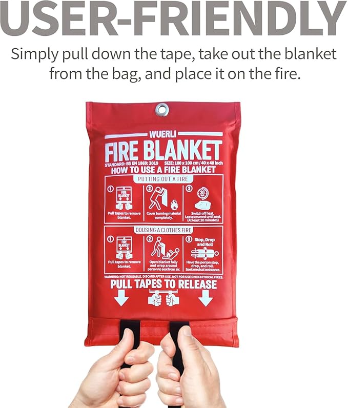 Fire Blanket for Home and Kitchen,40" x 40",8 Pack,Emergency Fire Blanket