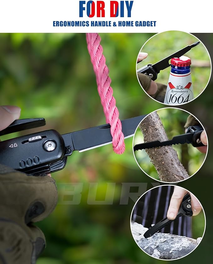 BIBURY Valentines Day Gifts for Him, 12 in 1 Multitool Hammer with Snowflake Tool, Christmas Stocking Stuffers for Men, Survival Gear Outdoor Multi Tool with Safety Lock for Men Dad Grandpa Husband