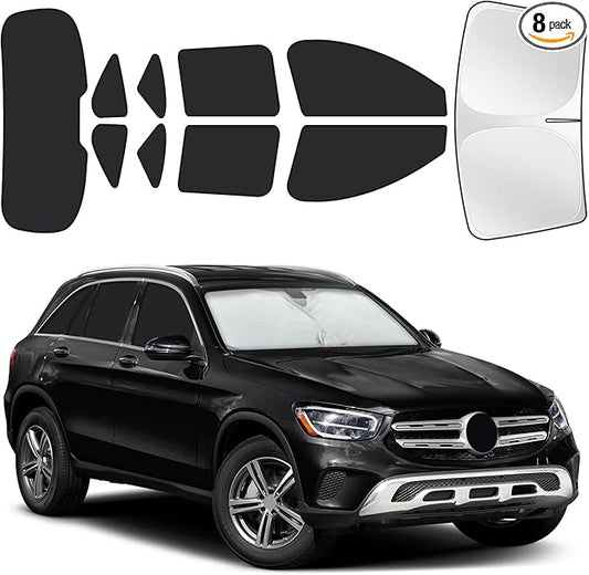 for Mercedes-Benz GLC-Class 2016-2022 Car Window Shades, 8pcs Privacy Sun Shade Set for Front Windshield Side and Rear Windows, Full Window Covers Keeps Vehicle Cool for Camping Napping