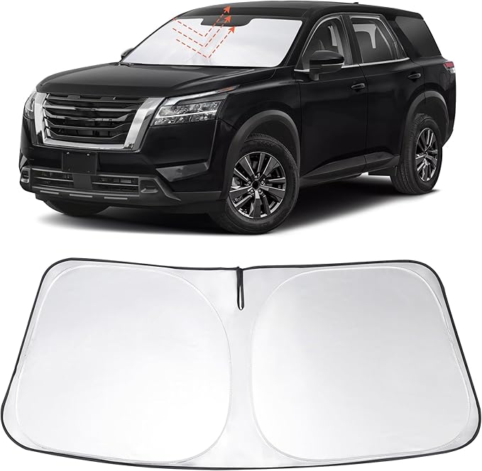 Windshield Sun Shade Custom Fit 2022 2023 2024 2025 2026 Ni ssan Pathfinder Accessories Foldable Sunshade Sun Blocker Front Window Shades Covers Keeps Car Cooler