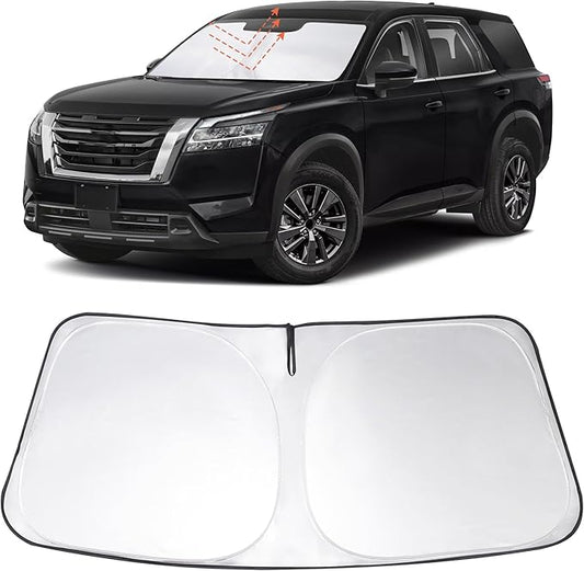 Windshield Sun Shade Custom Fit 2022 2023 2024 2025 2026 Ni ssan Pathfinder Accessories Foldable Sunshade Sun Blocker Front Window Shades Covers Keeps Car Cooler