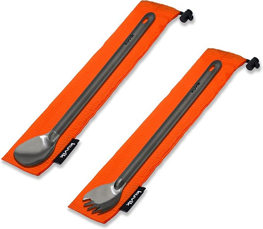 Kuvik Titanium Spoon/Spork Combo - Ultralight and Compact for Camping and Hiking