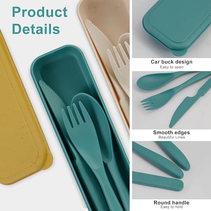 Knives Spoons and Forks Set, Portable Cutlery Set, Reusable Flatware Set for 8, Utensils for Party, Travel, Work, Picnic, Camping or Daily Use (8 Colors)