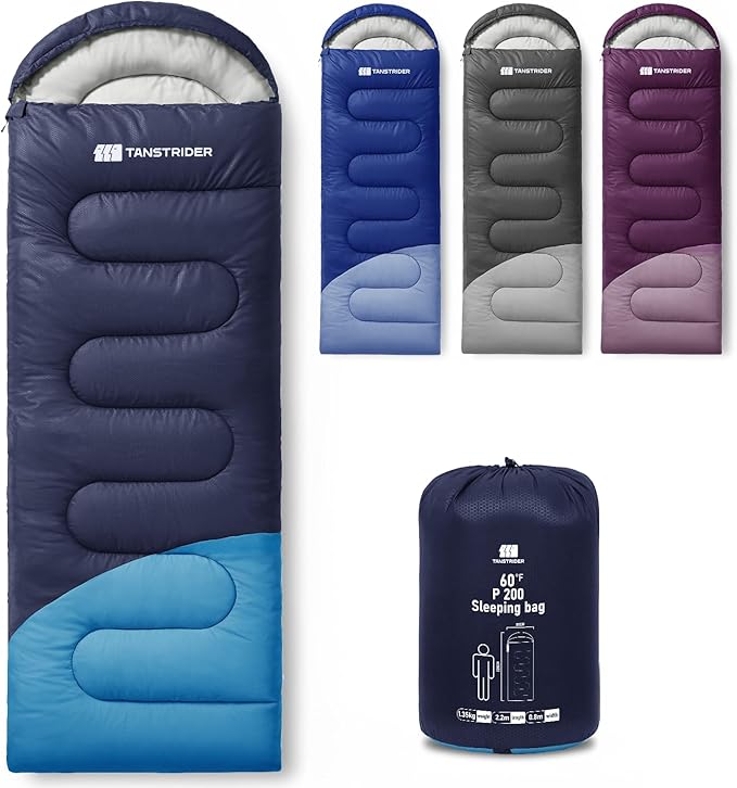Sleeping Bag for Adults Warm Weather, Compact Lightweight Backpacking Sleeping Bag with Compression Sack, Camping Essentials Gear for Hiking Travel Climbing Outdoor & Indoor Use