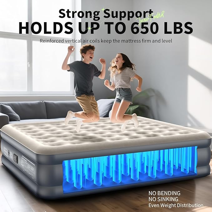 InnoTruth Cal King Air Mattress with Built in Pump, Keep Feet from Dangling, Extra Length Inflatable Blow up Mattress, Luxury Comfort for People(190CM Height), Ideal for Guest & Home, 700lbs