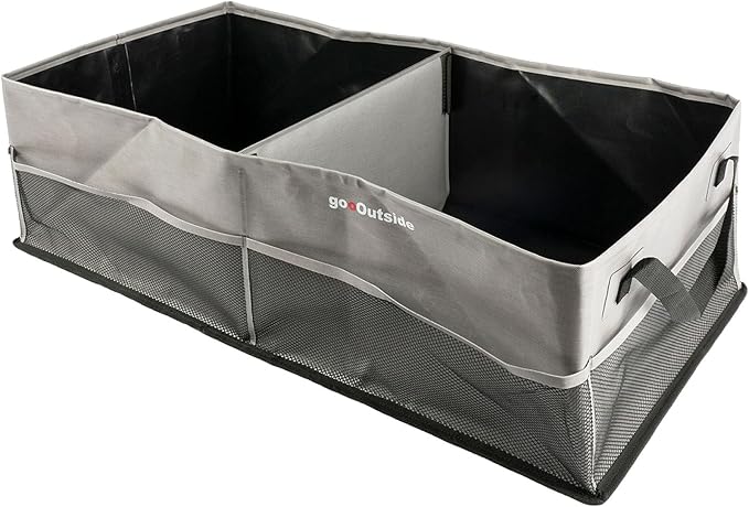 HiMagics Collapsible Waterproof Car Trunk Organizer, Soft PVC Storage Bin with Rugged PVC-Coated Fabric for SUV & Truck (Stone Gray REG)