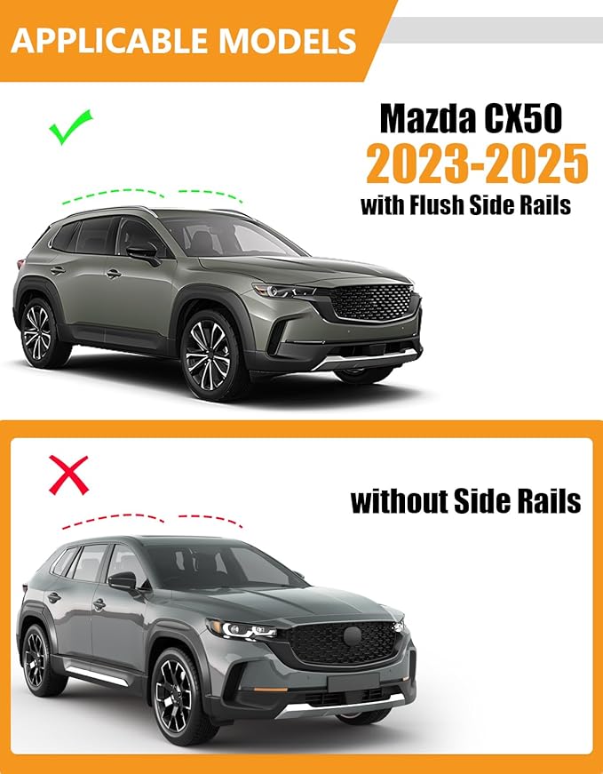 KINGGERI 300lbs Roof Rack Cross Bars Compatible with Mazda CX50 CX-50 2023 2024 2025 2026, Lockable Aluminum Roof Rails Crossbars Rooftop Cargo Basket Carrier Bag Luggage Rails