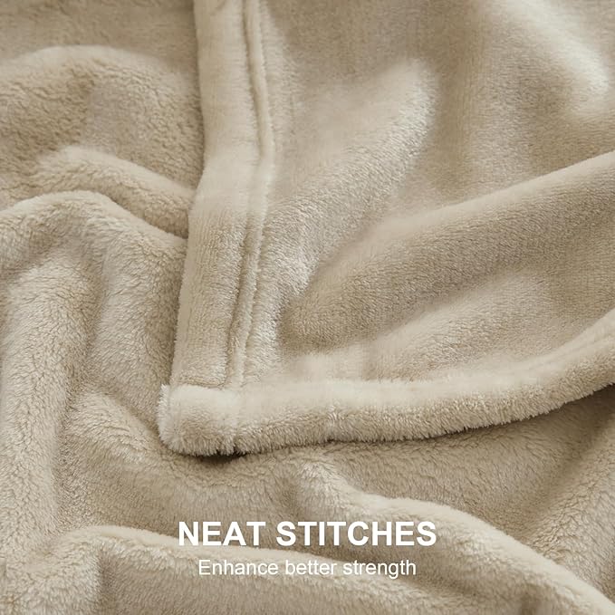Hansleep Fleece Taupe Throw XL Blanket, Super Soft Flannel Fuzzy Plush Cozy Blanket for All Seasons, Taupe, Throw XL 50x70 Inches