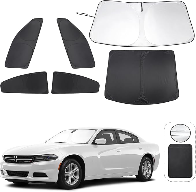 TINGLU Window Shades for Dodge Charger 2011-2023 Accessories Car Side Full Windows Cover Camping Rear Windshield Sun Shade Sun UV Rays Privacy Protection 6PCS