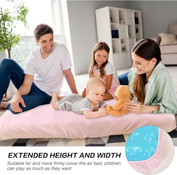 Breling Kids Air Mattress Fitted Sheets Compatible with Intex Cozy Kidz (Sheet Only) Toddler Inflatable Mattress Sheets for Kids Sleepover Party Travel Camping Airbed(Pink,6 Pcs)