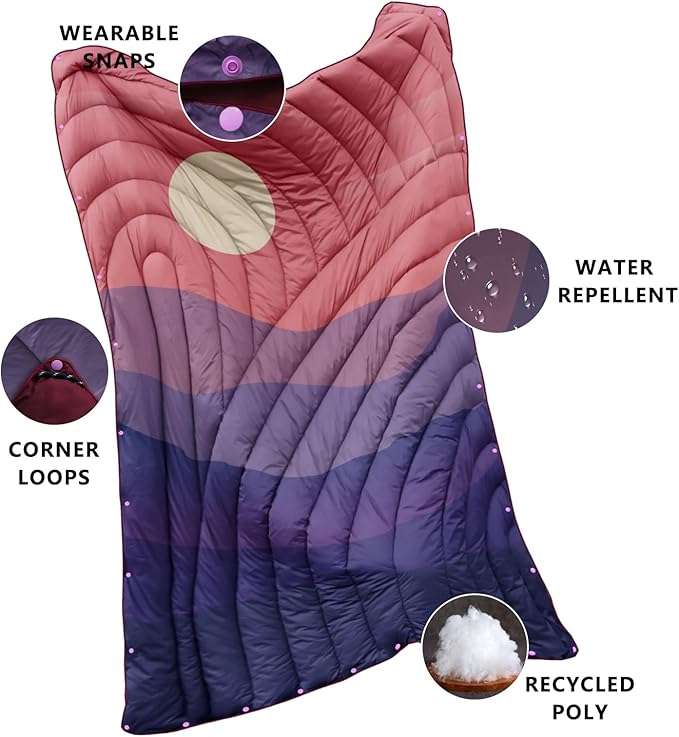 Camping Blanket,Lightweight Puffy Printed Camping Blanket Packable Outdoor Blanket for Camping,Traveling, Stadium, Hiking, Picnics