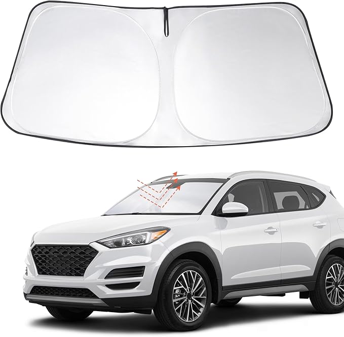 Windshield Sun Shade Custom Fit 2016-2020 2021 Hyundai Tucson Accessories Foldable Sunshade Sun Blocker Front Window Shades Covers Keep Car Cooler
