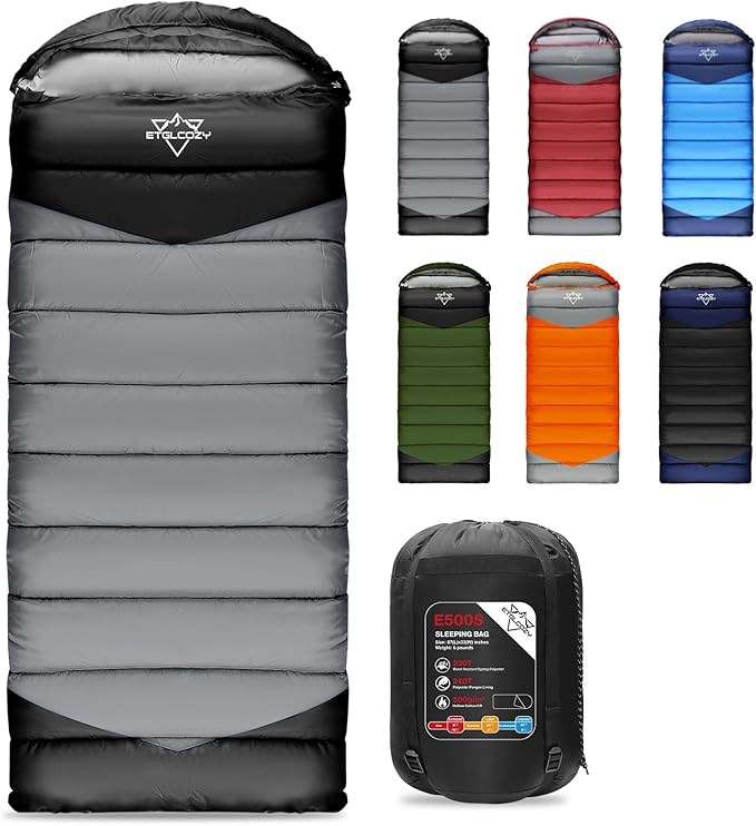 Lightweight 3-Season Sleeping Bag for Adults/Kids Camping, Compact w/Compression Sack, Waterproof Ripstop, Portable for Backpacking Hiking Travel