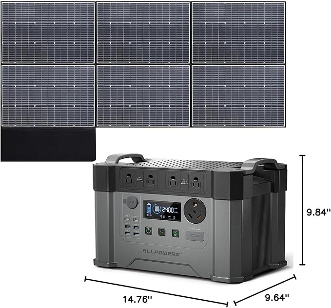 ALLPOWERS S2000 Pro Portable Power Station with SP039 Panel Included, 1451.6Wh MPPT Solar Generator 2400W with Portable Solar Panel 600W for Outdoor Camping Home Emergency