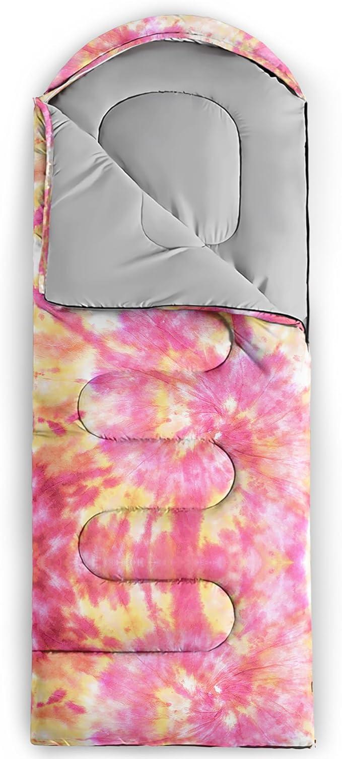 QOOMO Axolotl Cute Camping Sleeping Bags,3 Season Warm & Cool Weather,Lightweight,Waterproof Sleeping Bags for Adults & Kids,Traveling,and Outdoors