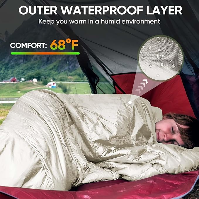 OBTANIM Sleeping Bags Portable Waterproof Camping Sleeping Bag for Adults Kids 4 Seasons Cold Weather or Warm Backpacking Hiking Travel Indoor Outdoor Use