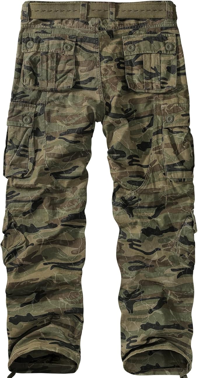 Men's BDU Casual Military Pants, Tactical Wild Army Combat ACU Rip Stop Camo Cargo Work Pants Trousers with 8 Pockets