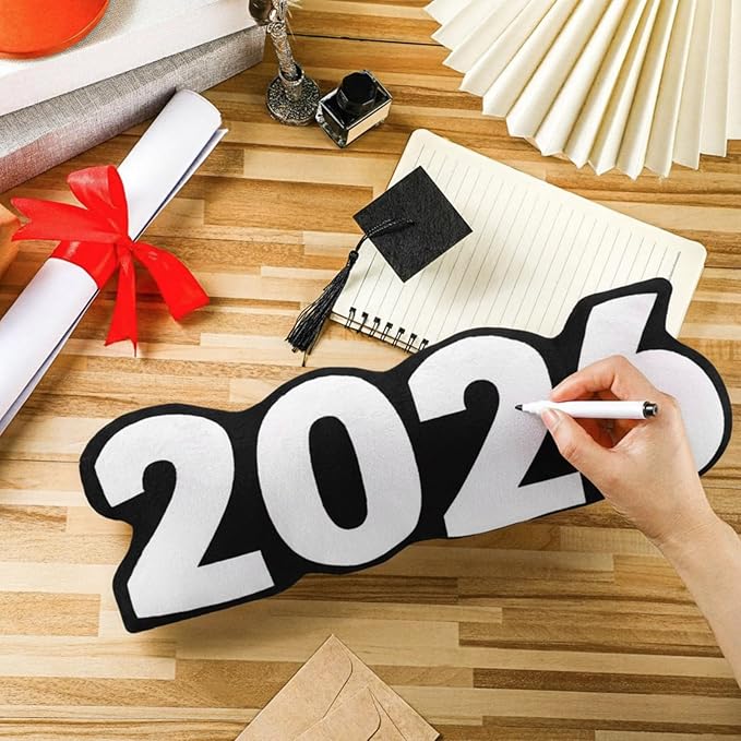 Beeveer Class of 2026 Autograph Stuffed Pillow 15.7" Graduation Autograph Stuffed Pillow Graduation Guest Signature Gifts Grad Party Sign in Decor for High School College(Black,Classic)