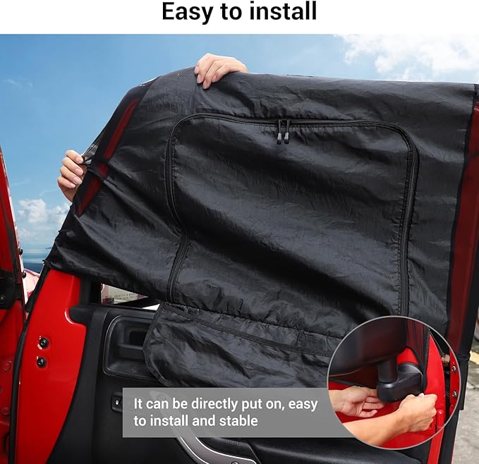 Hoolcar Front Window Sun Shade Covers Elasticized Breathable Mesh Car Side Window Screens Net UV Protection Sunshade with Storage Bags for 1997-2024 Jeep Wrangler TJ JK JL & Gladiator JT,2PCS