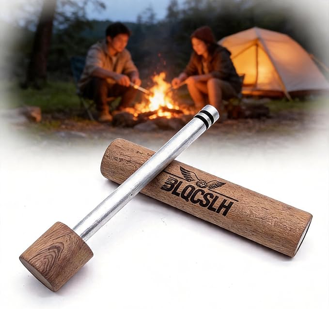 Sapele Wood Fire Piston-Fast Fire Efficiency-Outdoor Emergency Compressed Ignition Fire Starting Tool for Hiking Exploring Campers/Survival/Preppers Scientific Lesson