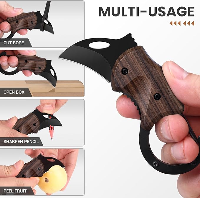FUNBRO Small Pocket Knife for Men, Cool Box Cutter with 1.34 inch Sharp Blade, EDC Knives Tool for Everyday Carry (Wood Grain)