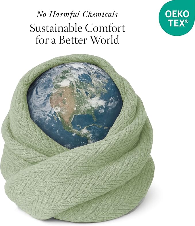 Threadmill Luxury Cotton Blankets Queen Size | All-Season 100% Cotton Blanket for Queen/Full Size Bed | Herringbone Soft Breathable | Sage Green