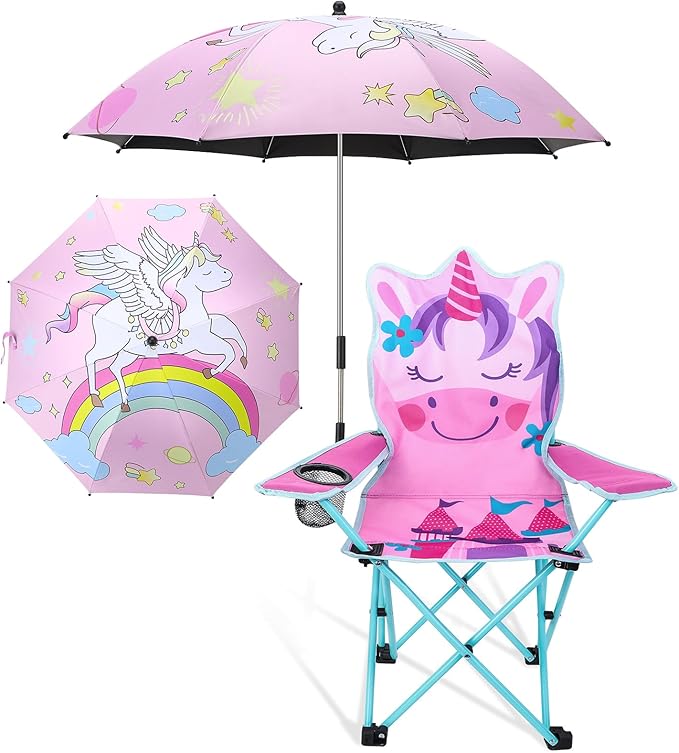 KABOER Kids Outdoor Folding Lawn and Camping Chair with Cup Holder and Carrying Bag, Children's Camping Chairs