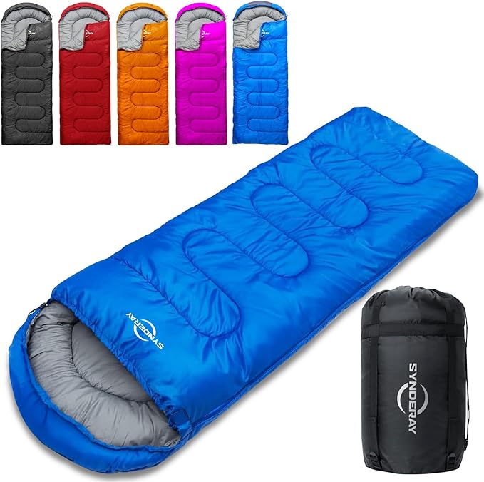 Sleeping Bags for Adults Cold Weather & Warm - Backpacking Camping Sleeping Bag for Kids 10-12, Girls, Boys - Lightweight Compact with Compression Sack