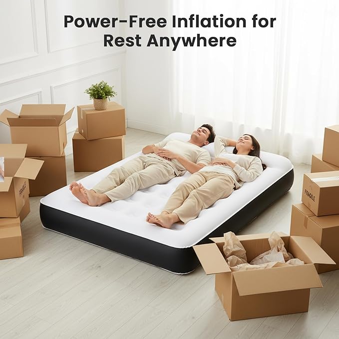 COMMOUDS Twin Air Mattress with Built-in USB Rechargeable Air Pump, Camping Blow up Mattress, Portable Inflatable Mattress, Air Bed for Outdoor, Travel, Home and Guest, 8" Raised