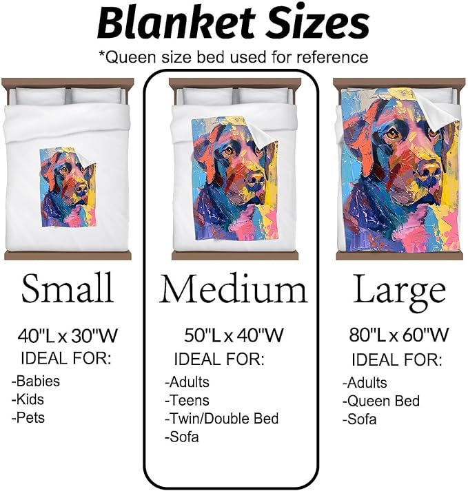 Labrador Retriever Blanket Colorful Abstract Artistic Dog Throw Blankets Lightweight Flannel Puppy Throws for Camping Couch Chair Office Bed Home Decor Gifts for Pet Lover,50x40inch