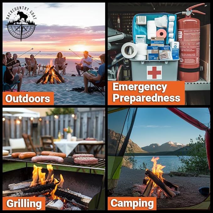 Quick to Light Wax Fire Starters Camping | 15+ Min Burn Time, Fire Starters for Fireplace & Campfire with Waterproof Matches (Pack of 50)
