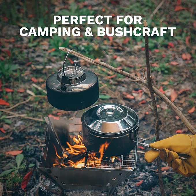 Fire-Maple Antarcti S/S Kettle Pot Set | 18-8 Stainless Steel | all Steel Construction | Ideal for Camping Bushcraft Use | Compact Cookware Set