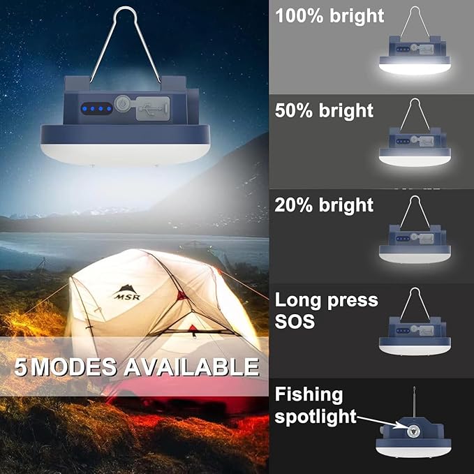 4 inch LED Camping Lights Rechargeable TeiNewBy 1500LM 10000mAh up to 120 Hours Running, 4 Light Modes, IP54 Waterproof,Magnetic Base for Hurricane Emergency, Outdoor, Hiking, Home and Car(30W)
