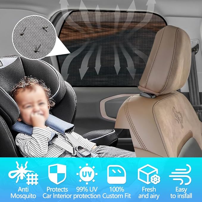 BWEN Car Window Shades Fit for Ford Bronco Sport 2021-2025, Magnetic Sunshades for Car Windows, Sun Protection Breathable Camping Window Covers, Privacy Protect for Family,Pets