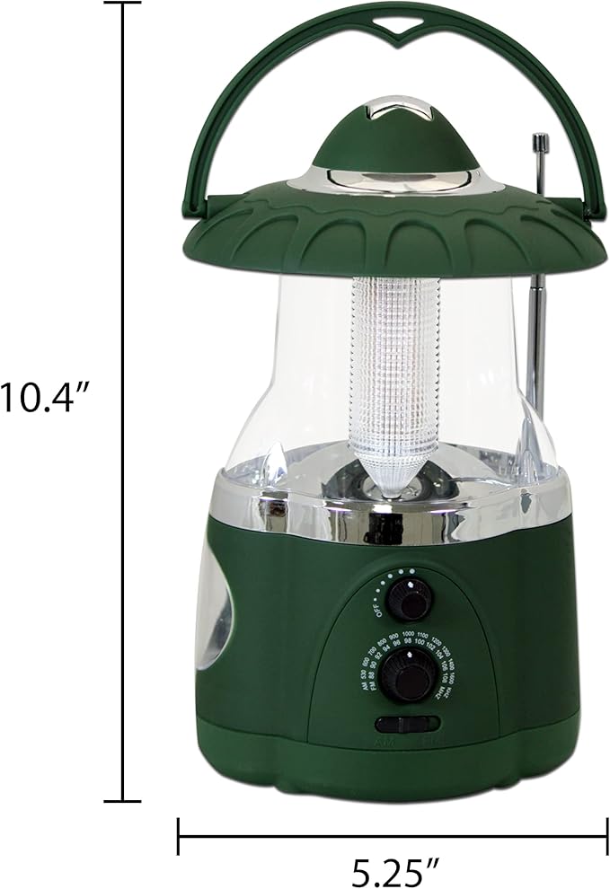 NORTHPOINT 190485 12-LED Lantern with 4-LED Flashlight & AM/FM Radio (Green)
