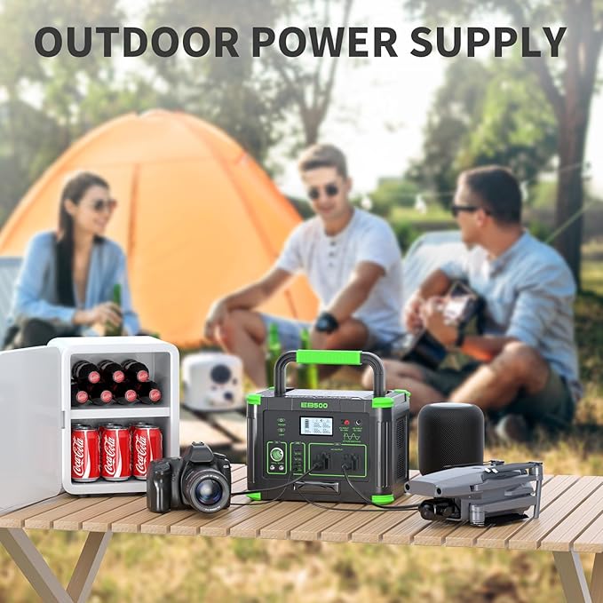 Portable Power Station 500W, 519Wh Solar Generator with 2x110V AC Outlets & USB-C PD 60W, 10-Port Power Bank with Wireless Charger for Outdoors Camping Travel Home Blackout