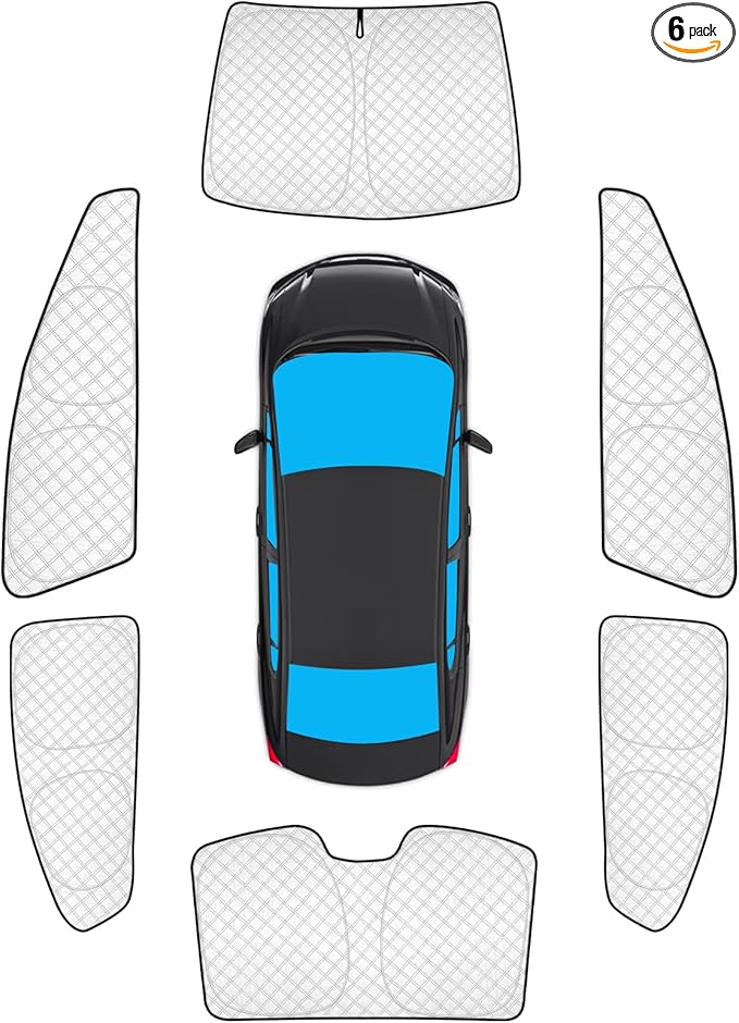 KMF 6pcs Thicken Sun Shades for Honda Civic Sedan 2012-2015 Accessories, Windshield Sunshade Full Car Window Covers for Side Rear, UV Block and Blackout Privacy for Camping Outdoor