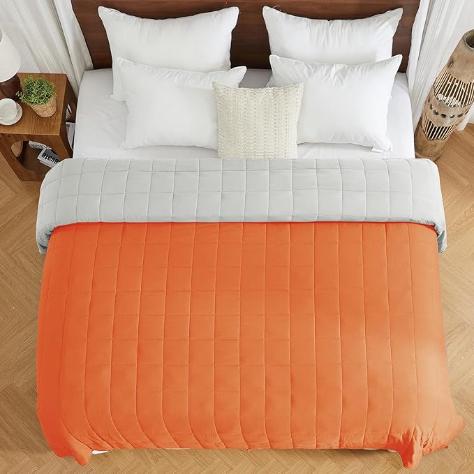 King Size Weighted Blanket for Adults (25 lbs, 80” x 87”, Orange) Cooling Heavy Blanket for Sleeping Perfect for 240-260 lbs, Breathable Blanket for Adults & Couple All Season, Machine Washable