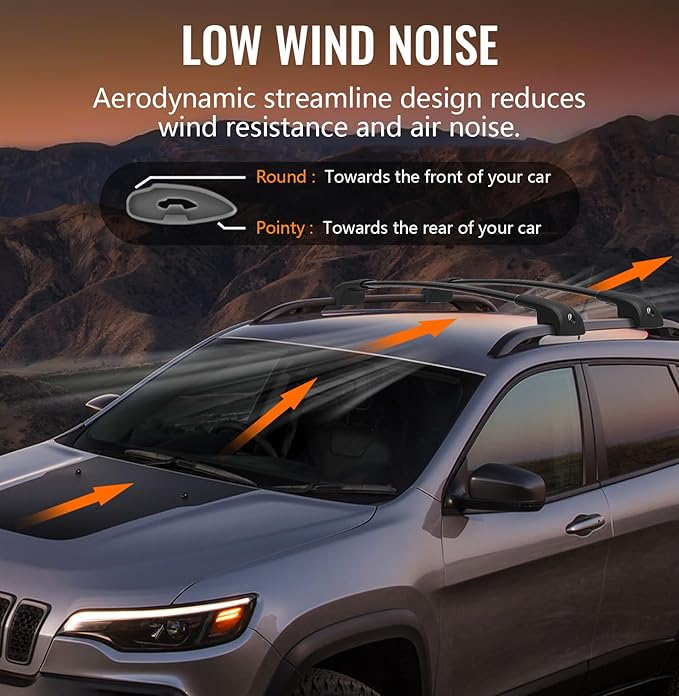 Lockable Roof Rack Cross Bars Compatible with Jeep Cherokee 2014-2023, Aluminum Car Cross Bar for Rooftop Cargo Carrier Bag Basket Luggage Kayak Canoe Bike Snowboard Skiboard (Not for JGC)