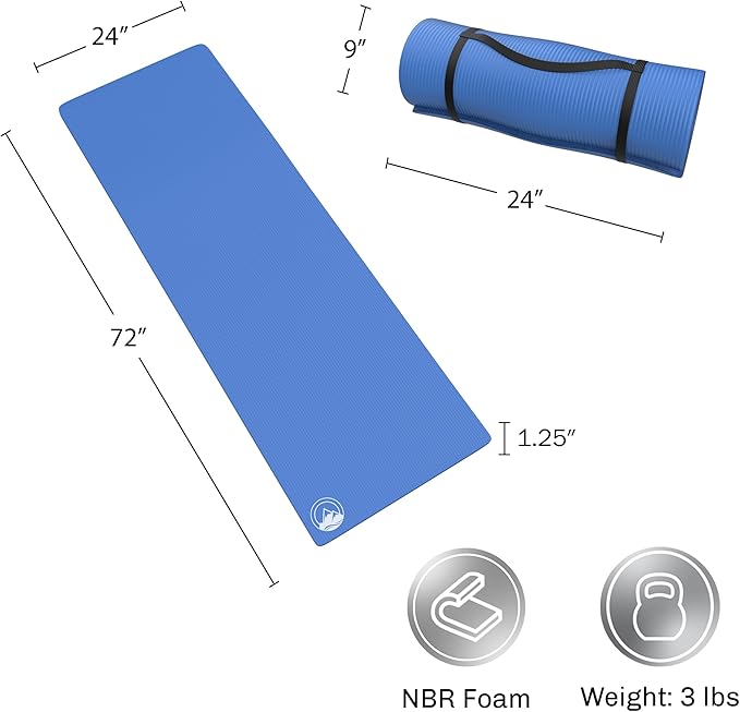 Foam Sleeping Pad for Camping - 1.25-Inch-Thick Waterproof Sleep Pad with Carry Straps for Cots, Tents, or Sleepovers by Wakeman Outdoors (Black)