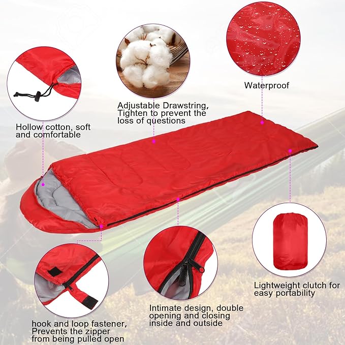 Macarrie 4 Pcs Bulk Sleeping Bags for Adults 0 Degree Waterproof Backpack Bags with Compression Sack for Backpacking, Camping, Hiking, Emergency Shelters