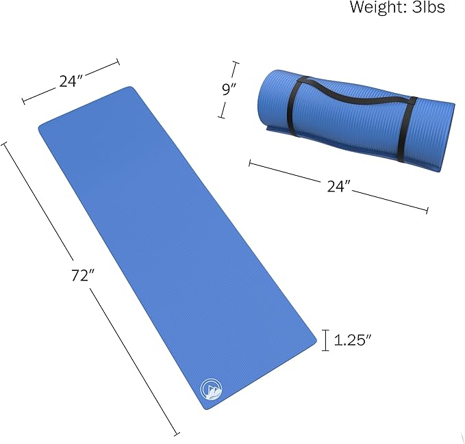 Foam Sleeping Pad for Camping - 1.25-Inch-Thick Waterproof Sleep Pad with Carry Straps for Cots, Tents, or Sleepovers by Wakeman Outdoors (Black)