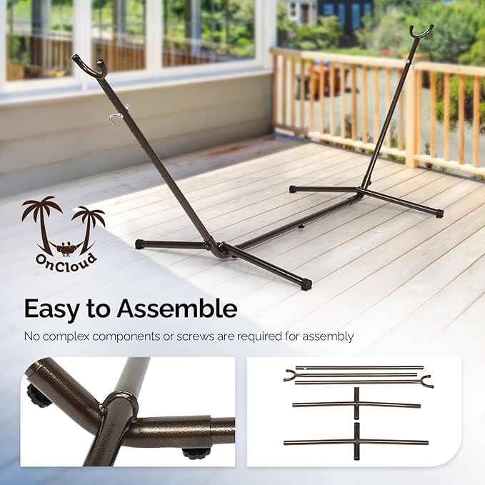 ONCLOUD 9 FT Hammock Stand Only, Heavy Duty Adjustable Indoor Outdoor Space Saving Steel Stand with Carrying Case, Universal Hammock Stand with 450 Pounds Capacity for Garden (Antique Bronze Finish)