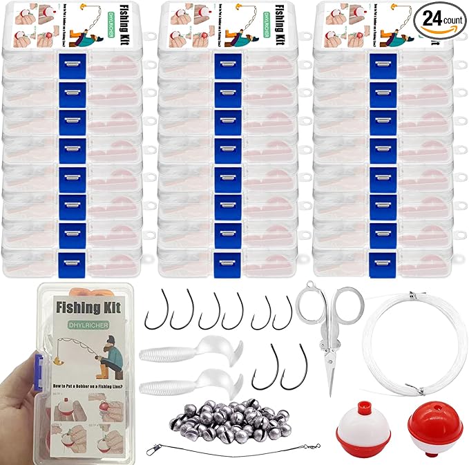 Compact Mini Fishing Kits Bulk – Emergency Survival Fishing Tackle Kits with Case for Beginners, Outdoor Operation, Shoebox Stocking Stuffer for Kids