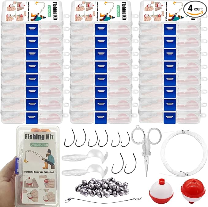 Compact Mini Fishing Kits Bulk – Emergency Survival Fishing Tackle Kits with Case for Beginners, Outdoor Operation, Shoebox Stocking Stuffer for Kids