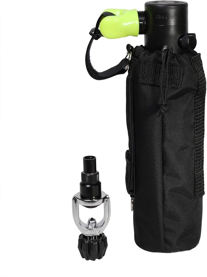 Spare Air Mini Scuba Tank - 6.0 cu ft Nitrox Oxygen Dive Cylinder - Small Emergency Backup Diving Equipment with Holster, Leash, and Refill Adapter