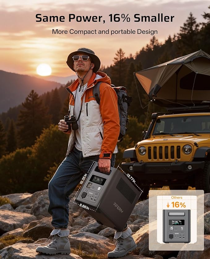 AFERIY 200W High-Capacity Solar Panel with 1024Wh Portable Power Station, High-Power Solar Generator System, 1800W AC Output, Compact & Durable for Extended Off-Grid, Home Backup, RV