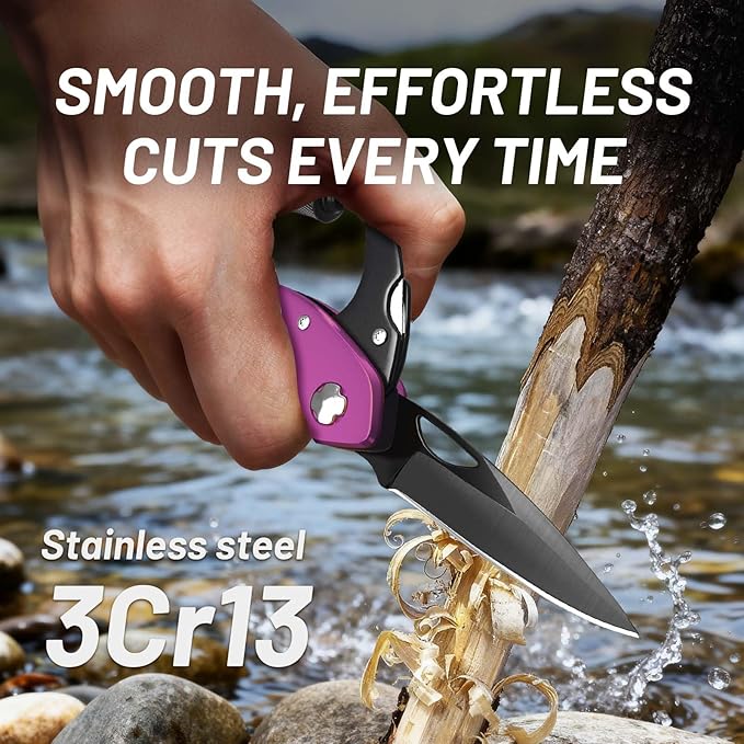 Carabiner Multitool 9-in-1 EDC Pocket Knife, Hexwrench, Saw, Screwdriver, Bottle Opener, Breaker, Survival Gear for Camping Climbing, Gifts for Men Women, Stocking Stuffers (Pink)