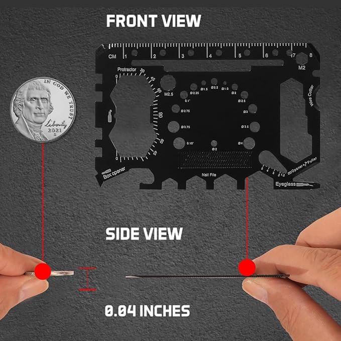 52 in 1 Slim Minimalist Survival Card Wallet Tool Card, Credit Card Size Multitool, Wallet Engineering Ruler Scale, Multitool Card Pocket Tool(Bottle Opener, Screwdrivers, Phone Stand & More), 1 Pcs