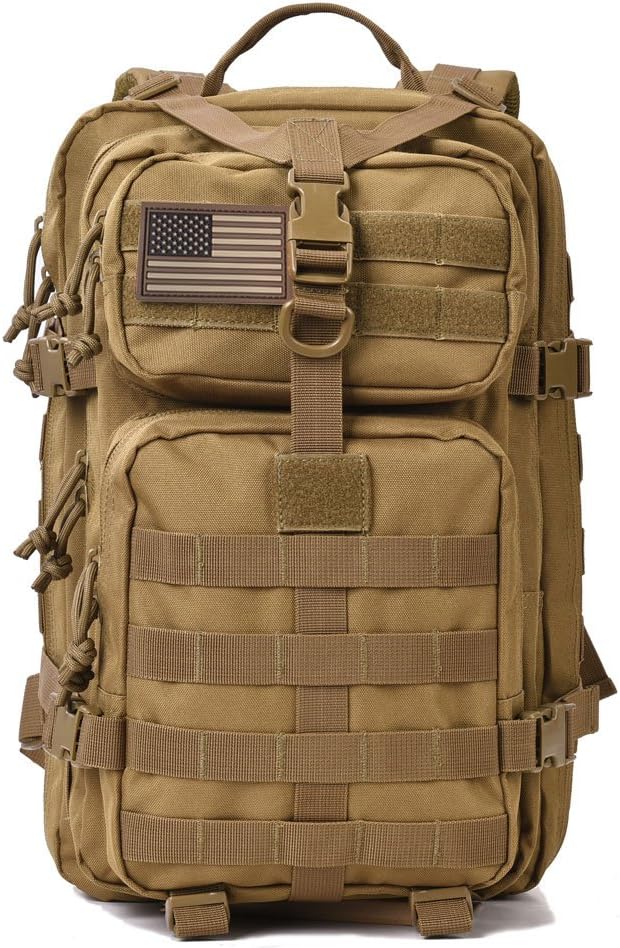REEBOW GEAR Military Tactical Backpack 3 Day Assault Pack Army Molle Bag Backpacks Rucksack 35L Tan